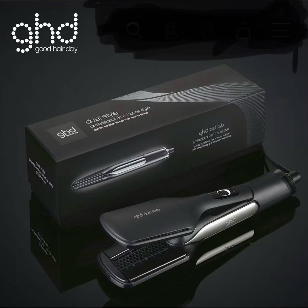 NWT ghd Duet Style 2-in-1 Hot Air Styler - Black & Silver Accents